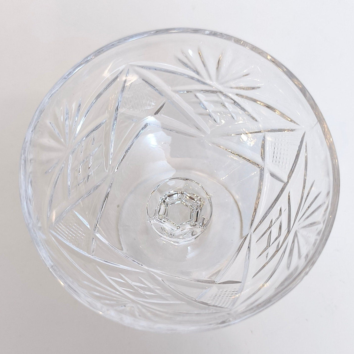 Set of 4 Sparkling Wine Glasses. Vintage Ice Cream Cups. Pressed Glass Crystal Dessert Cups, Made in Soviet Union, 1970s