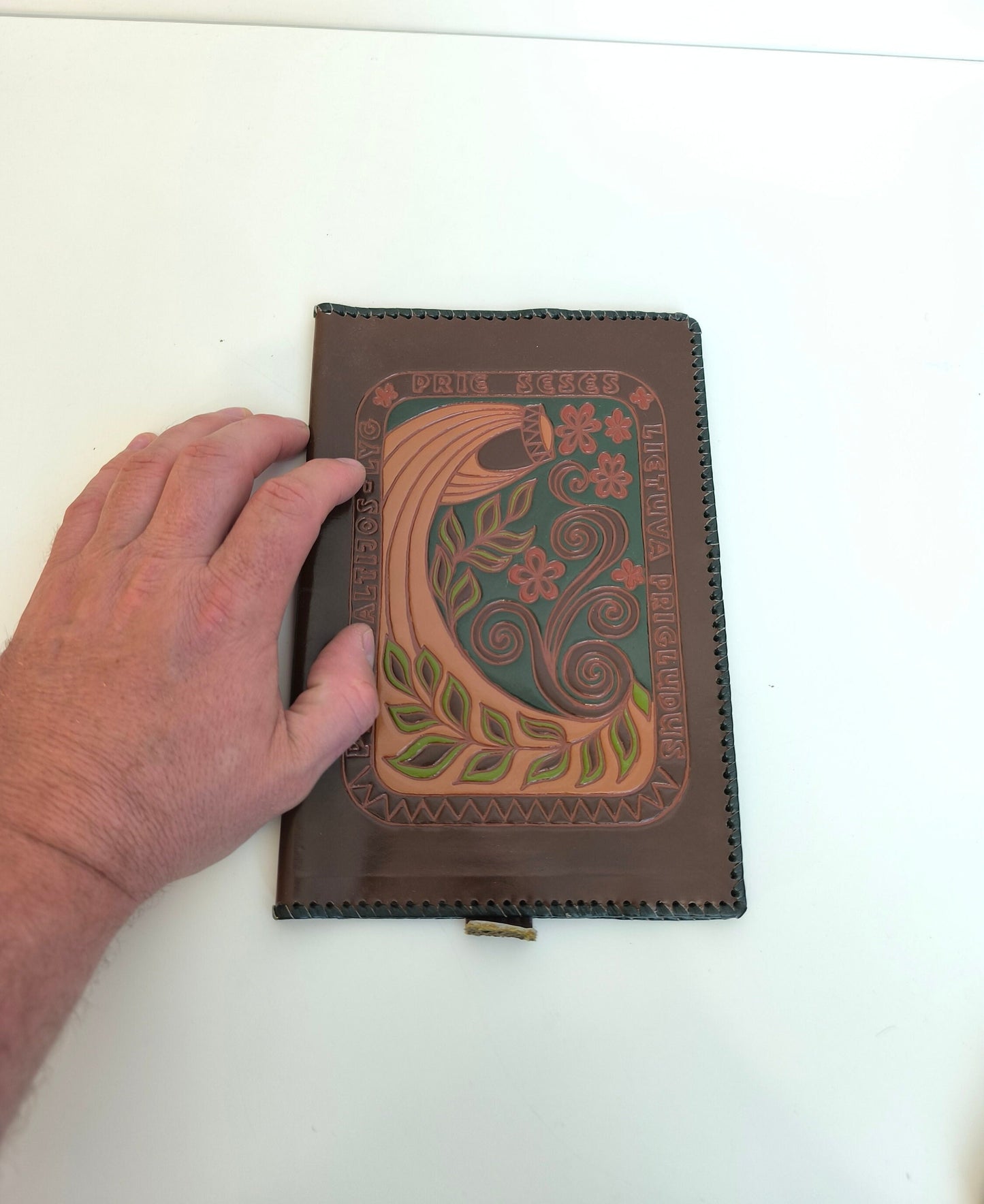 Embossed Leather Notebook Cover: Lithuanian Baltic Craft