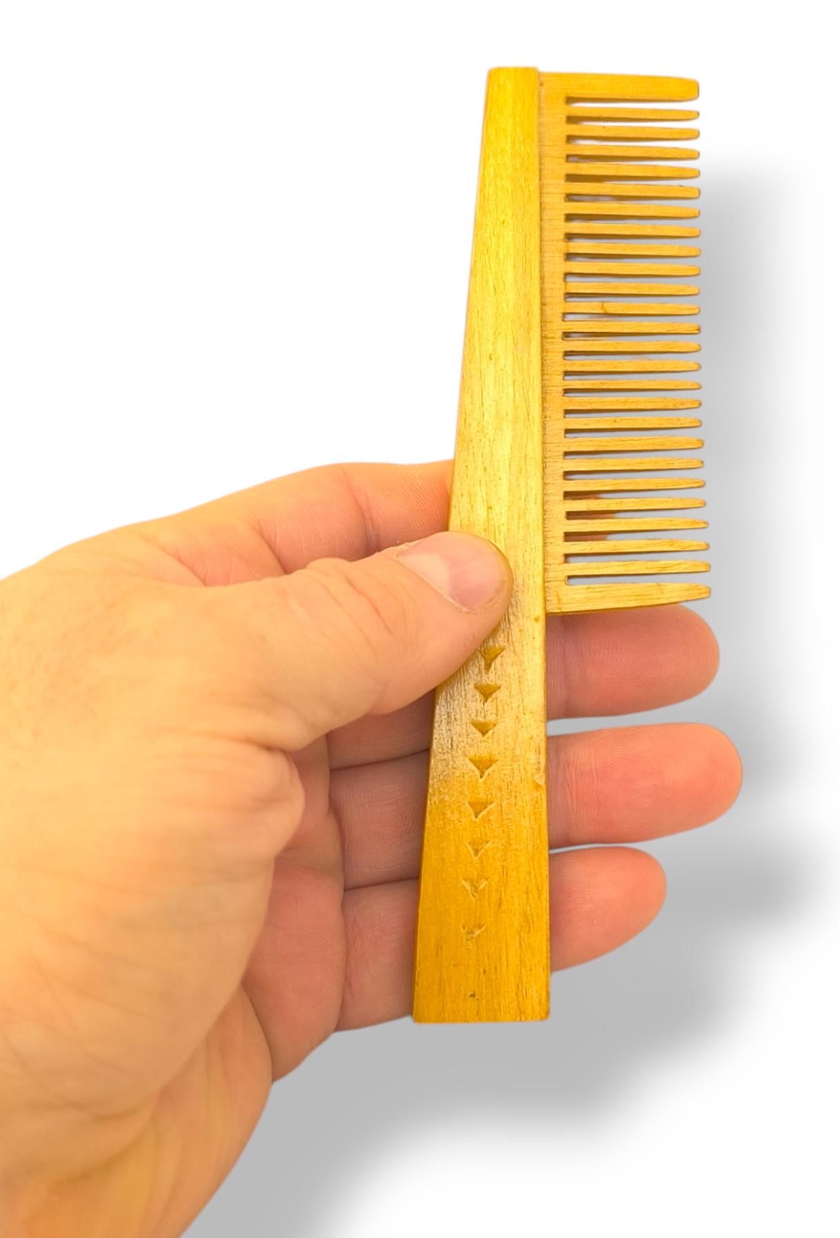 Handmade Antique Wooden Comb, Lithuania 1970s