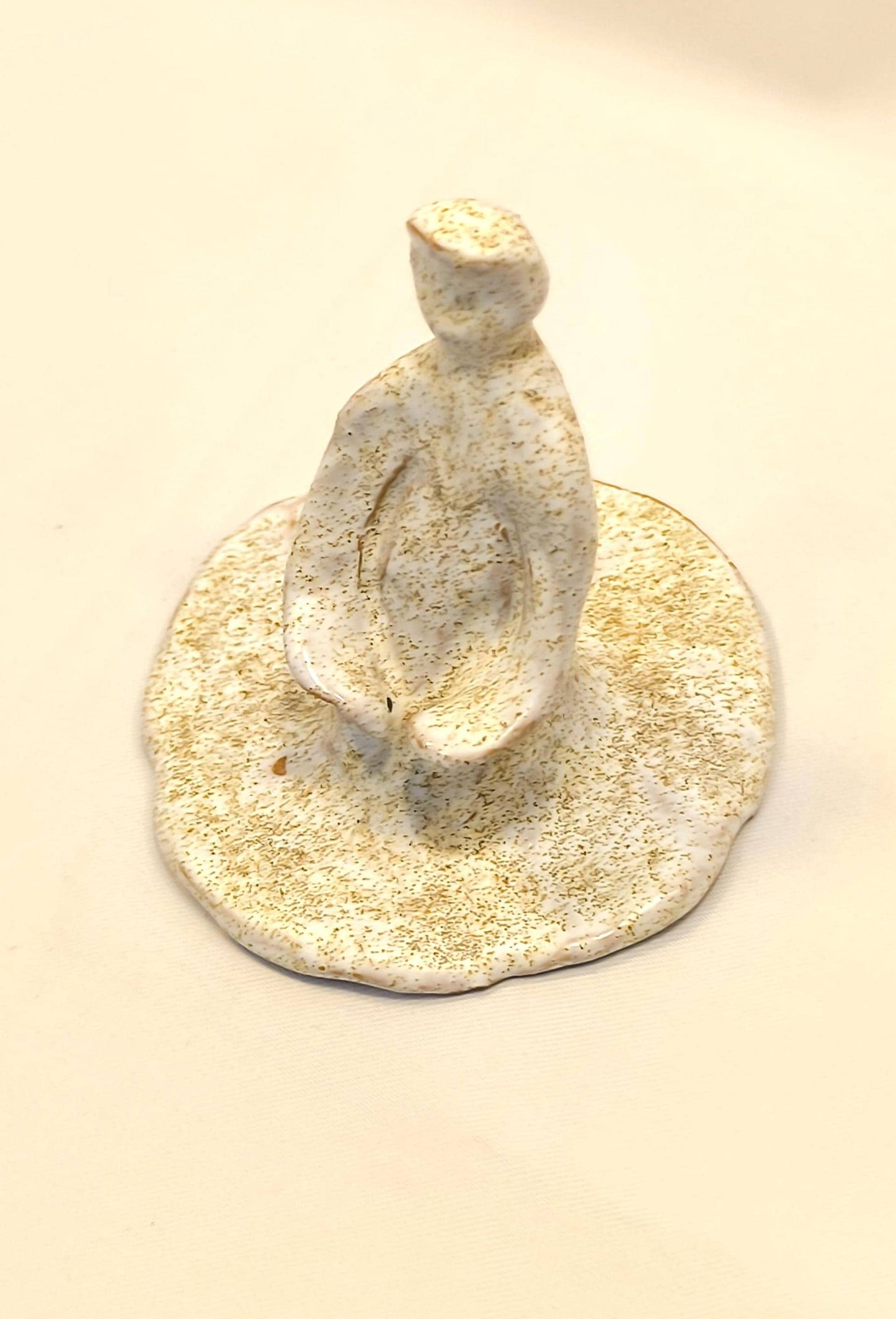 Handmade Glazed Clay Human Figure Sculpture: Abstract Art, 1990s