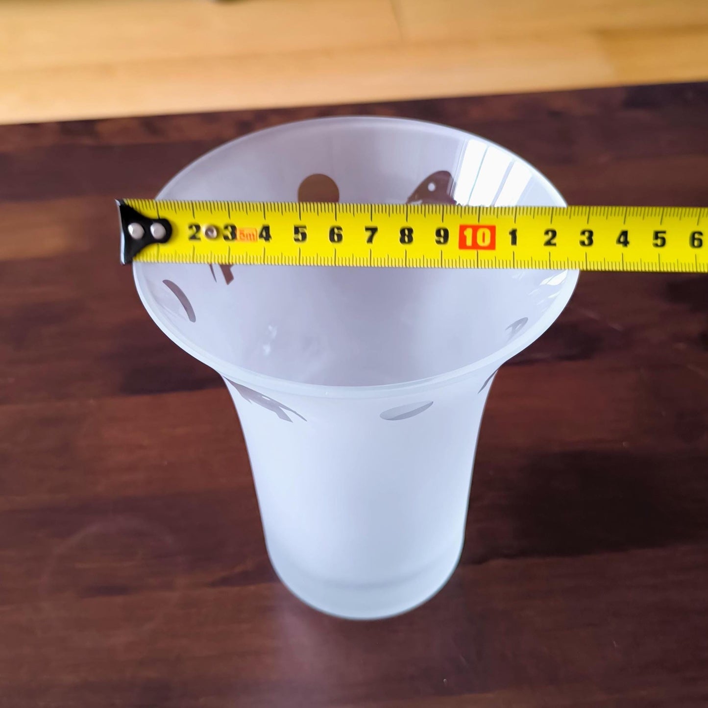 Frosted Glass Vase With Clear Elephant Motive, Postmodern 1980s.