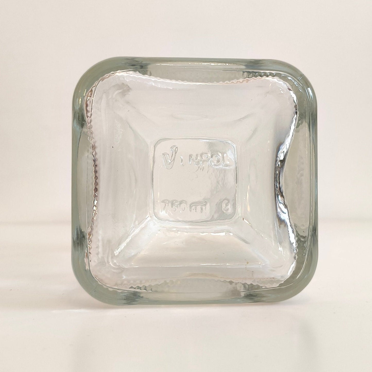 Vinpol Clear Square Glass Bottle: 1970s Retro Decor