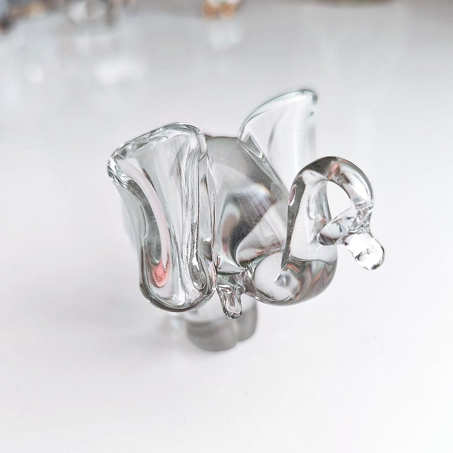 Murano Clear Crystal Glass Elephant Original Sculpture Raised Trunk 1980