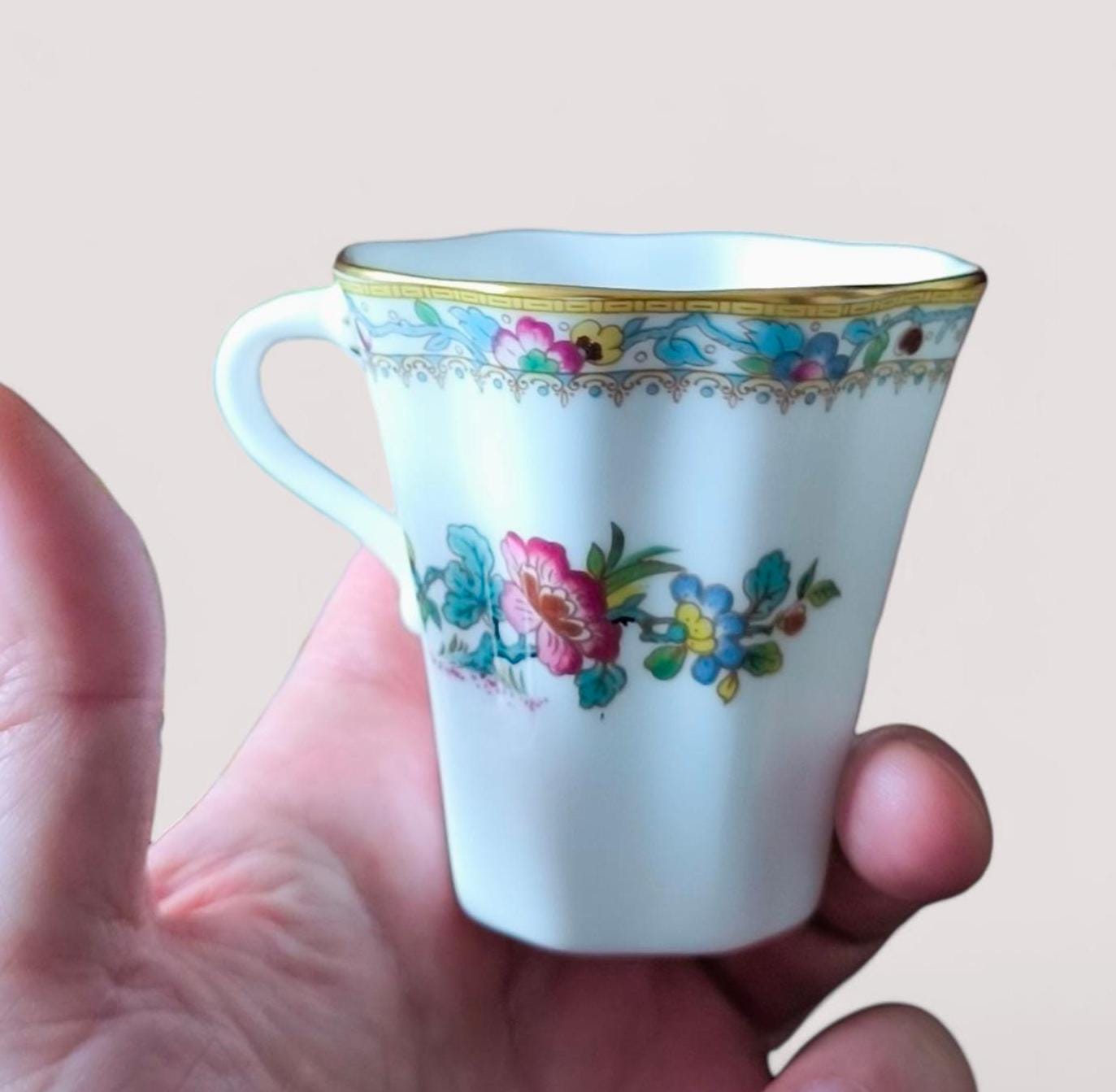 Vintage Coalport Bone Tea Cup & Saucer, Ming Rose Floral, England 1960s