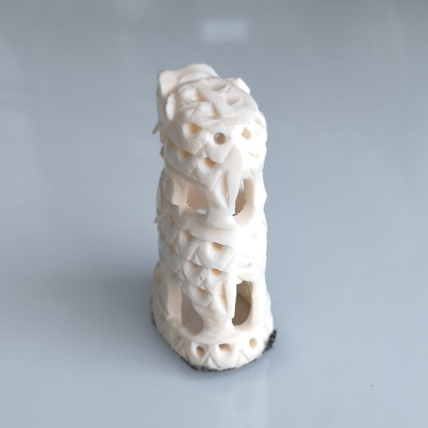 Two Stacked White Elephants Resin Sculpture, Handmade 1980
