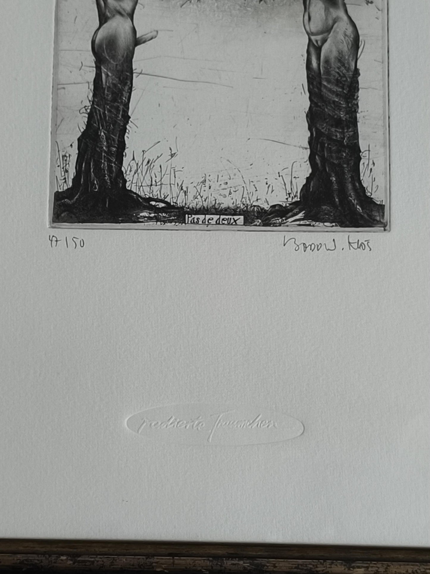 Bodo W. Klös Etching "Pas de Deux", Erotic Trees, Germany 1980s
