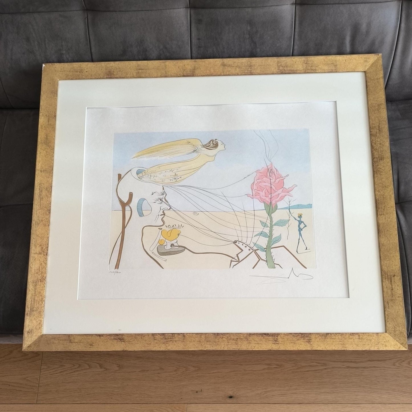 Salvador Dalí Signed Drypoint "Rose (Dream)", Limited Edition, Framed 1976