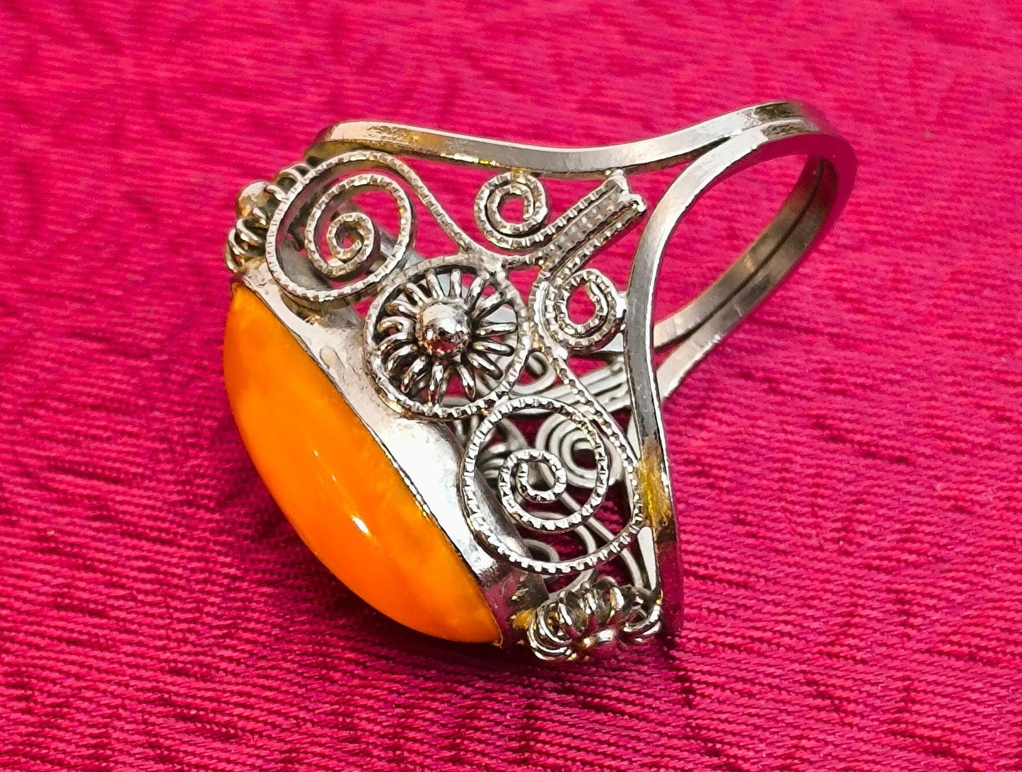 Baltic Amber Ring: Melchior Filigree, Handmade in Lithuania