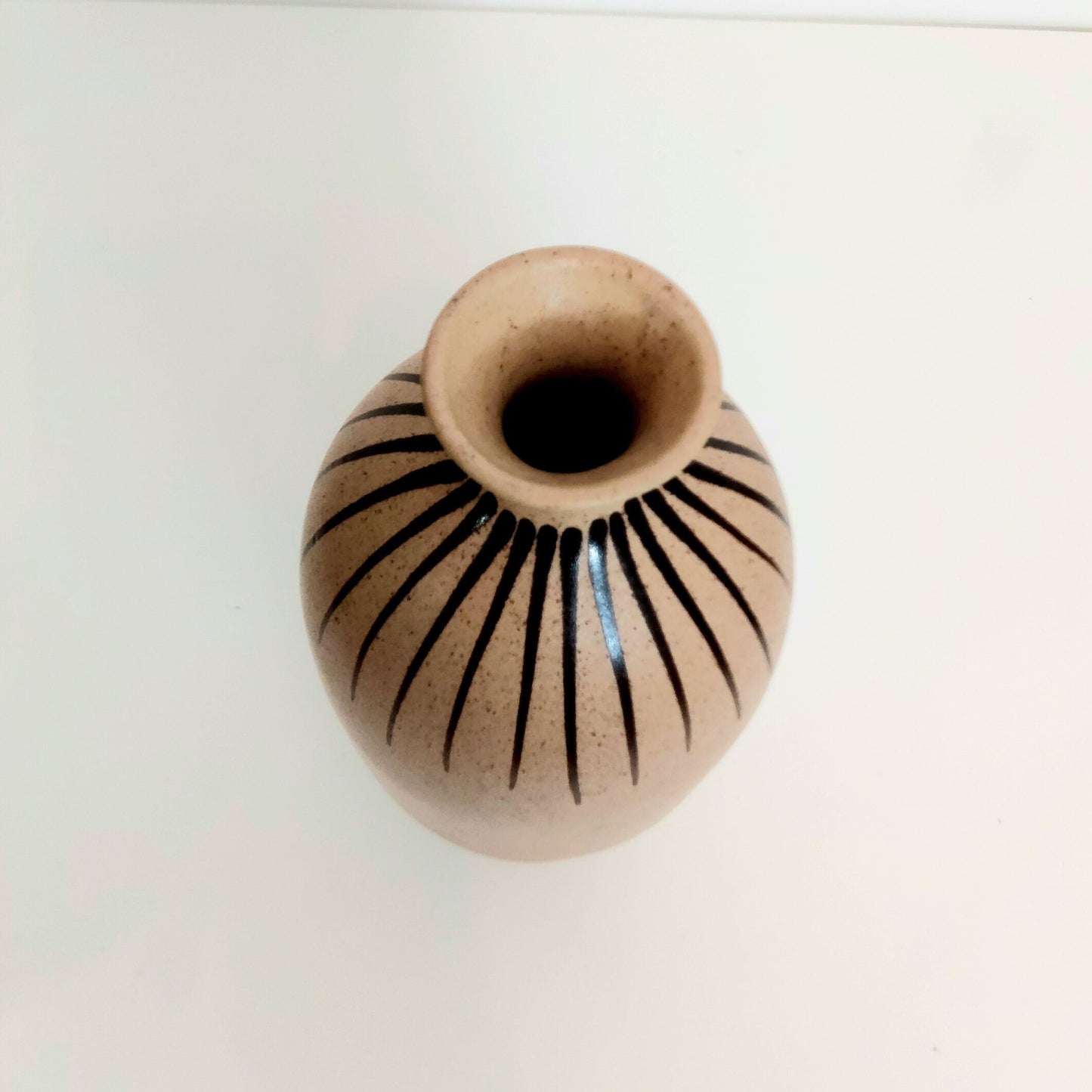 Scandinavian Ceramic Vase: Hazel Striped Pottery