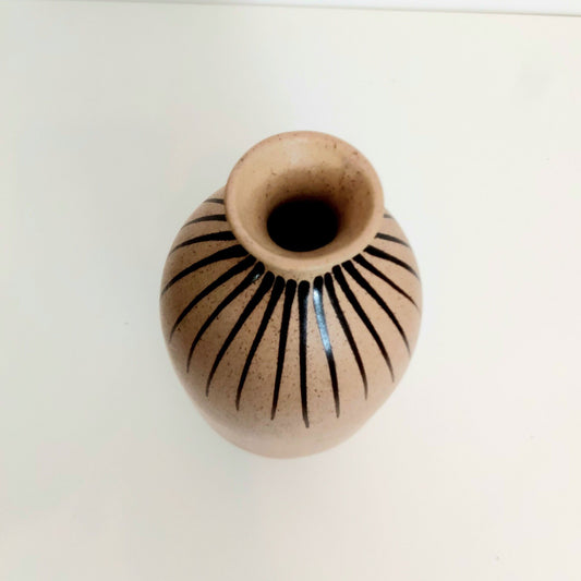 Scandinavian Ceramic Vase: Hazel Striped Pottery