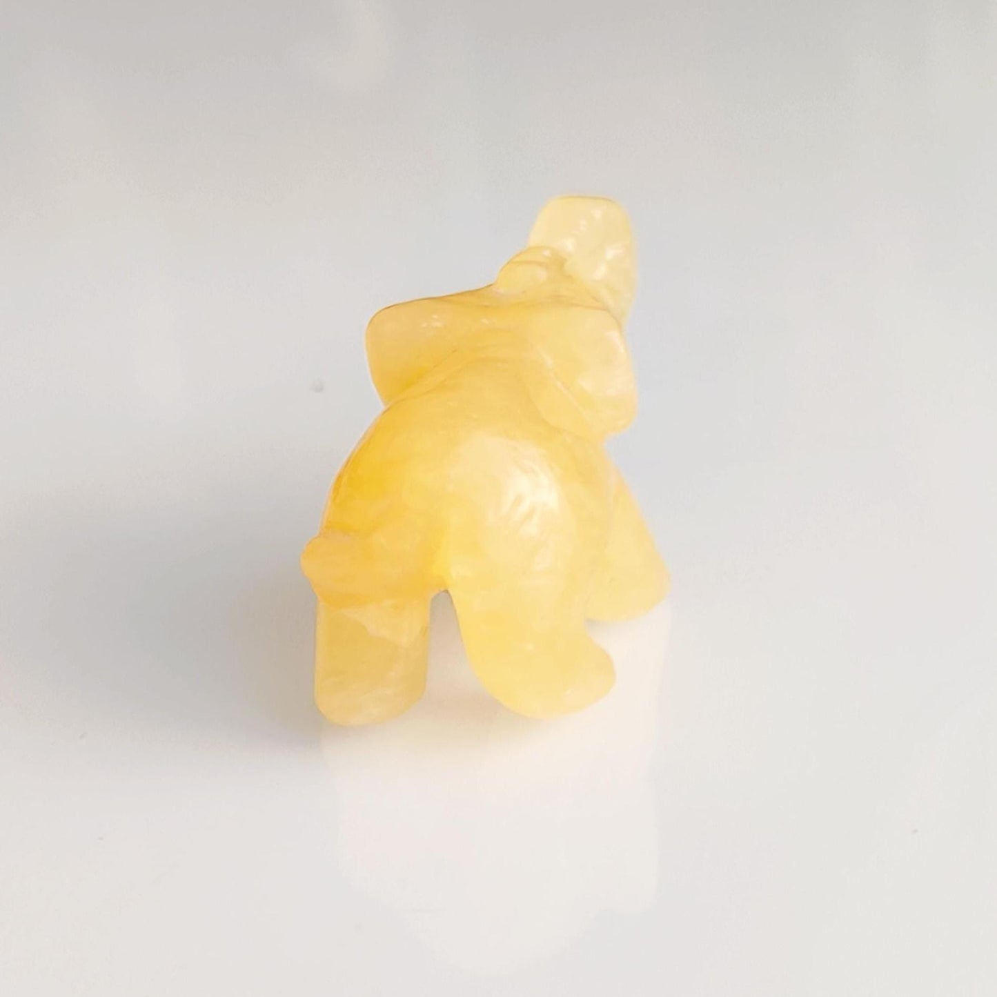 Yellow Stone Elephant Raised Trunk Small Asian Handmade 2000s