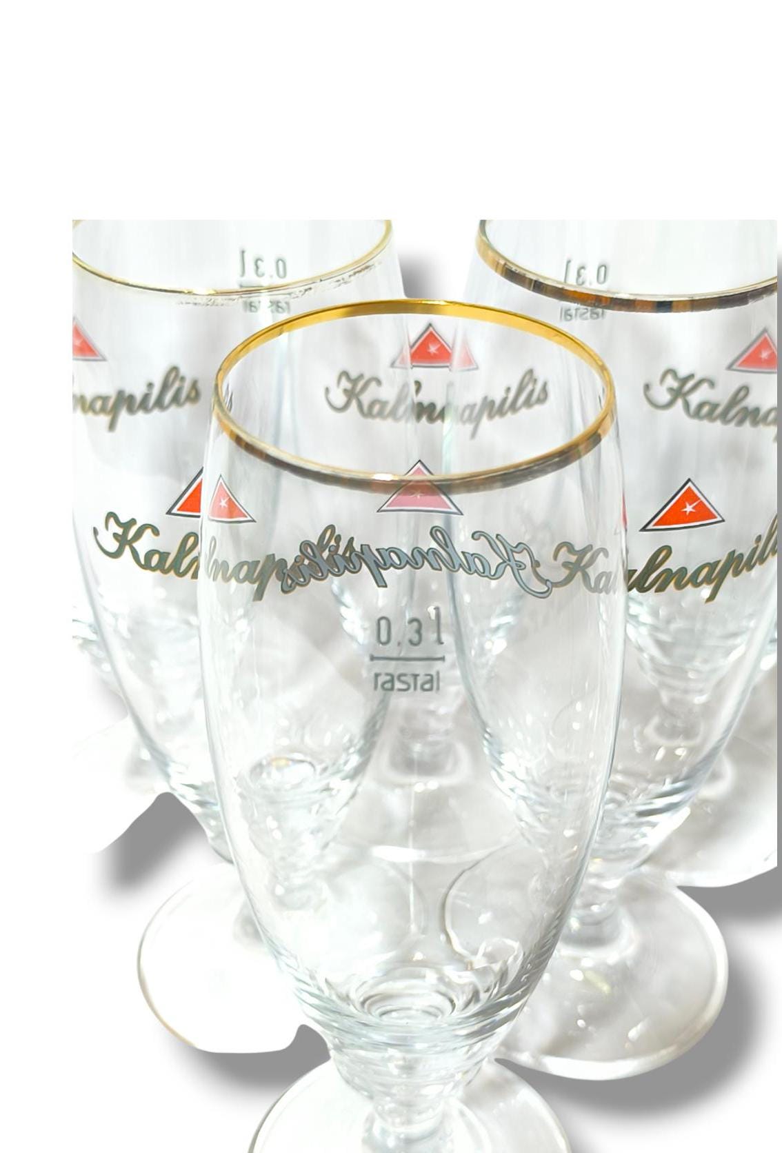 Kalnapilis Beer Glasses Set of 6 Tall 0.3L, Original Lithuania