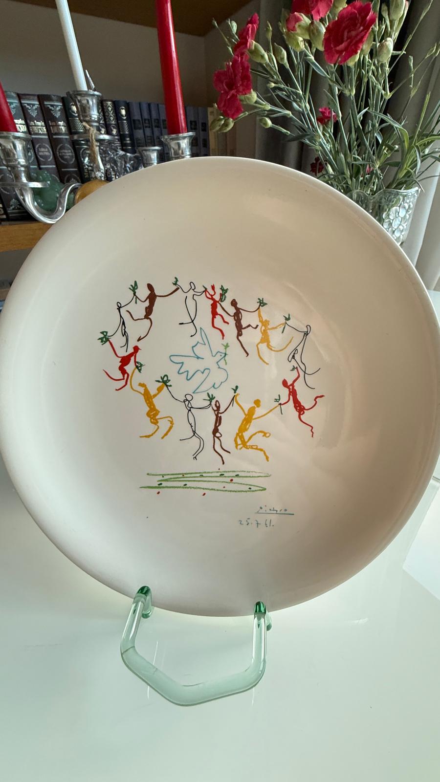 Limoges Porcelain Plate Dancing Figures Circle Picasso Style 24cm 1970s