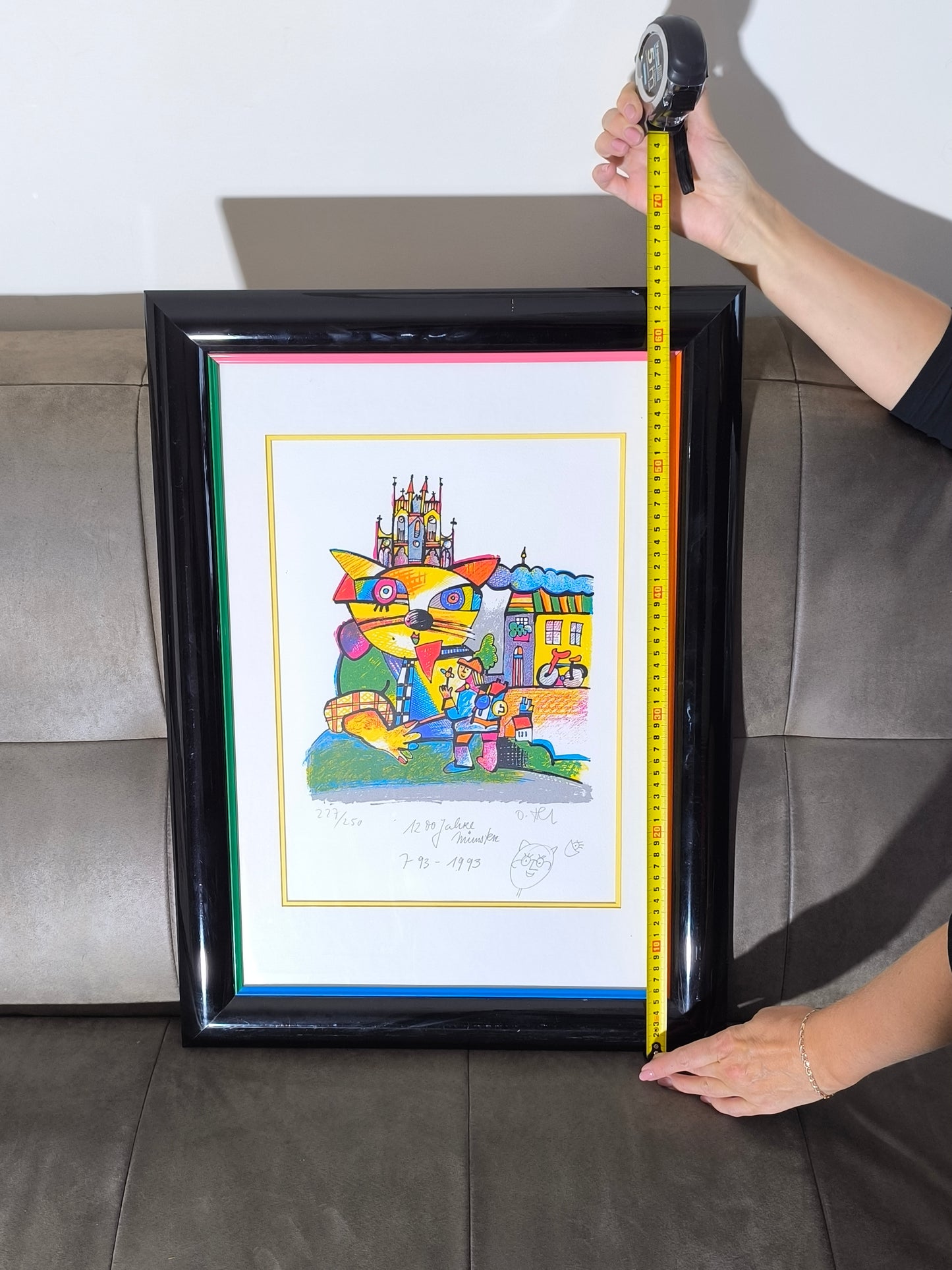Otmar Alt Lithograph 1200 Years Münster Signed Framed 1993