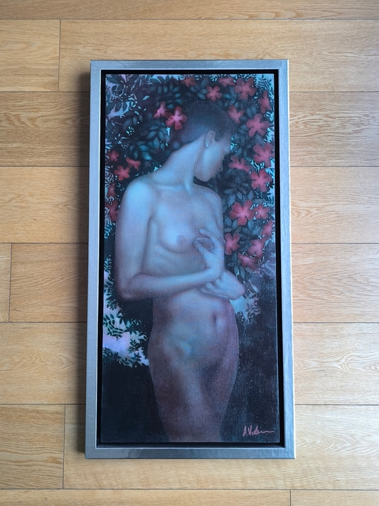 Garden Nude Woman Oil Painting Canvas A. Verbicka Signed