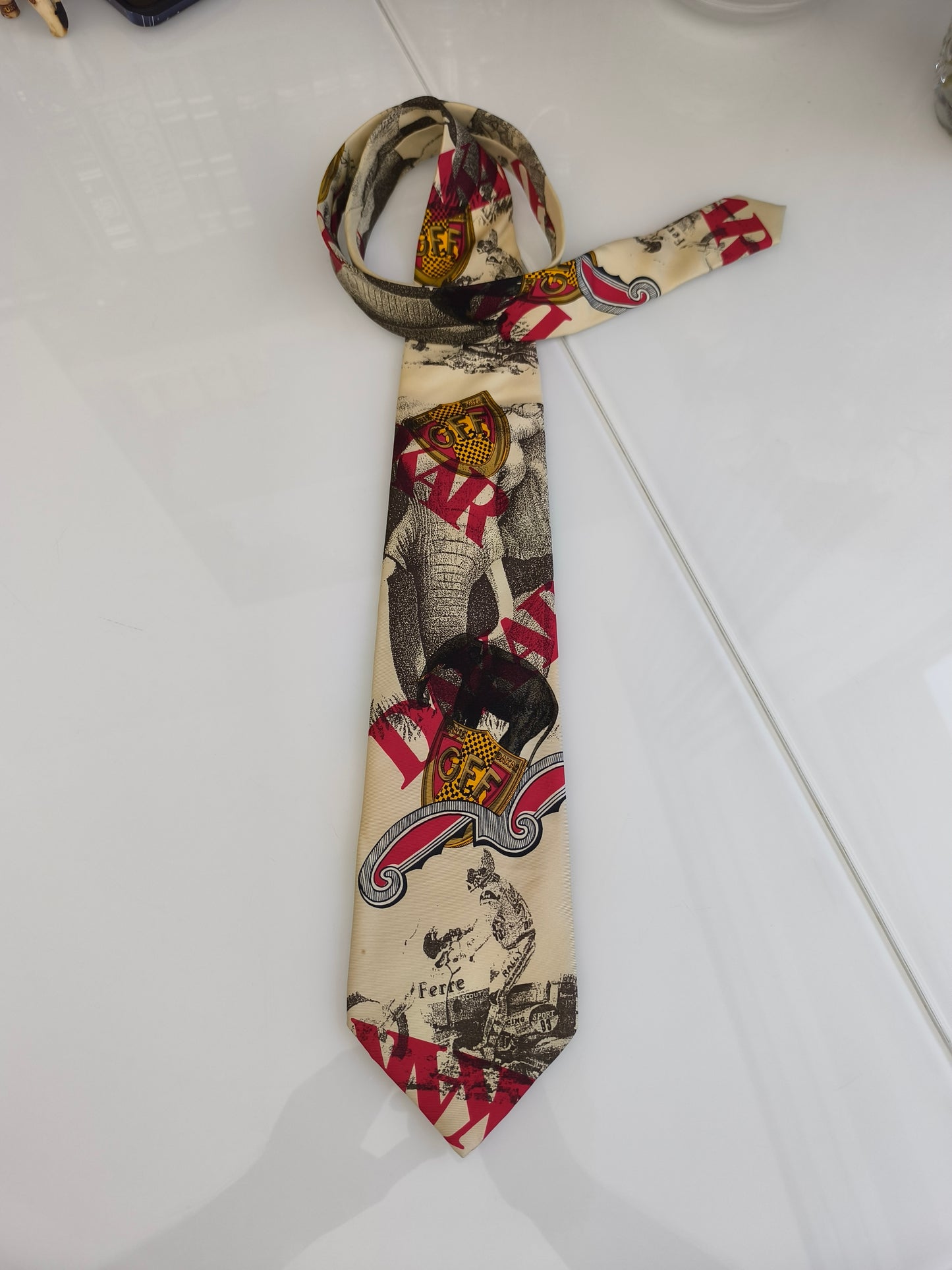 Gianfranco Ferre Silk Tie Cream 100% Silk Italy 1980
