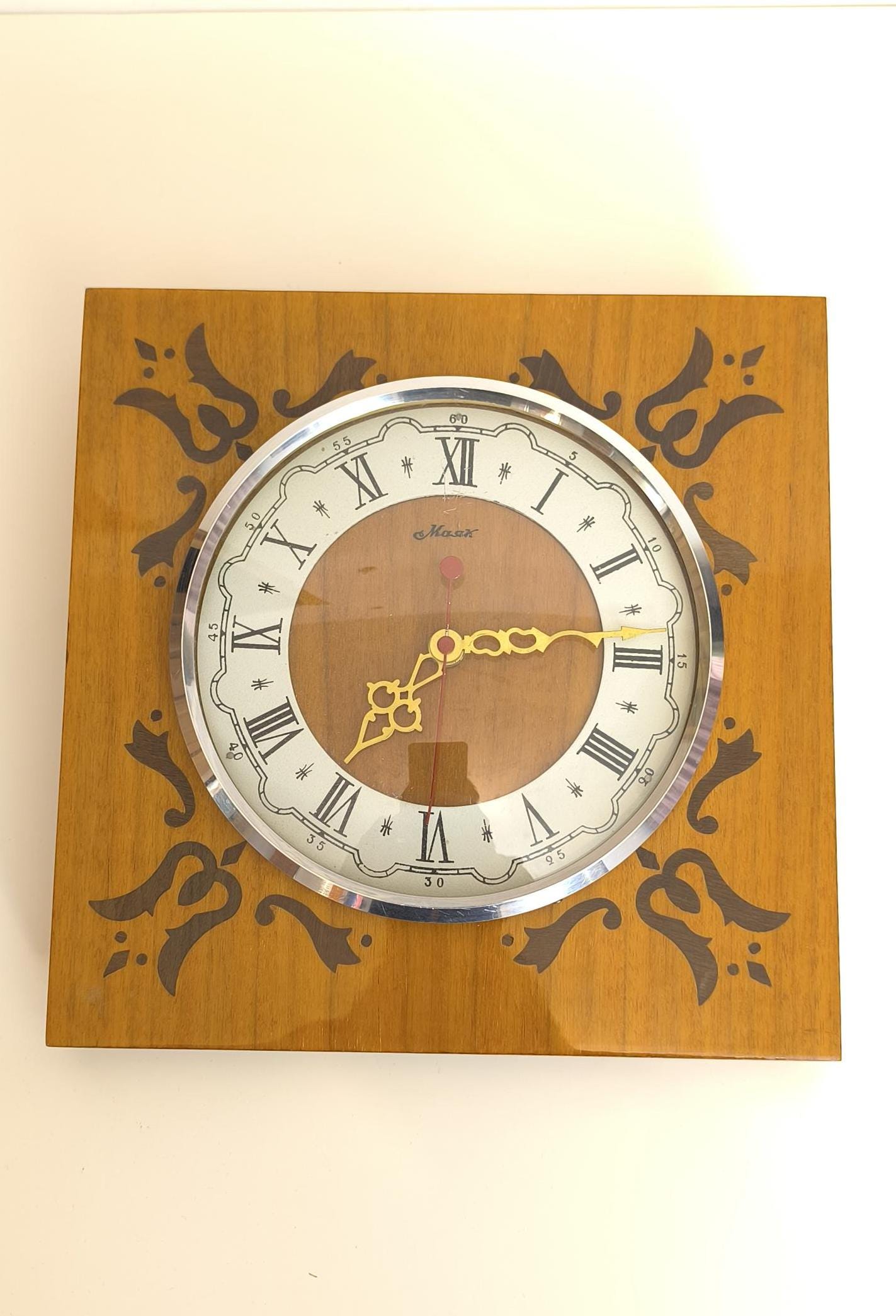 Wooden Wall Clock Mayak Collectible 1980s Soviet Wall Clock
