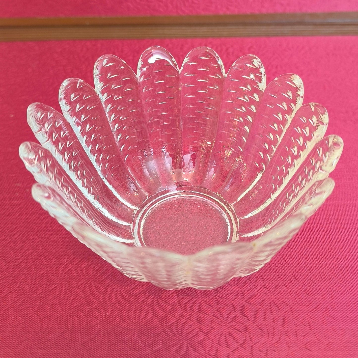 Crystal Dessert Bowls Set: Scandinavian Pressed Glass, 1970s