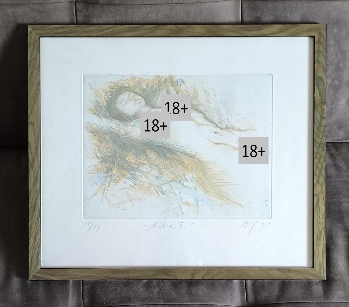 Hannes Möller Signed Nude Lithograph 24/99, Framed 1995