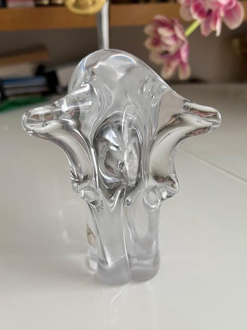 Clear Glass Stylized Elephant Figurine Barcelona 1980s