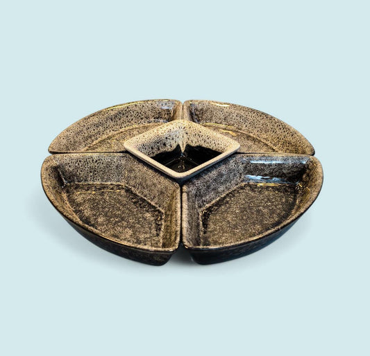 Handmade Lithuanian Glazed Earthenware Snack Dish Set, 5-Piece, 2000s