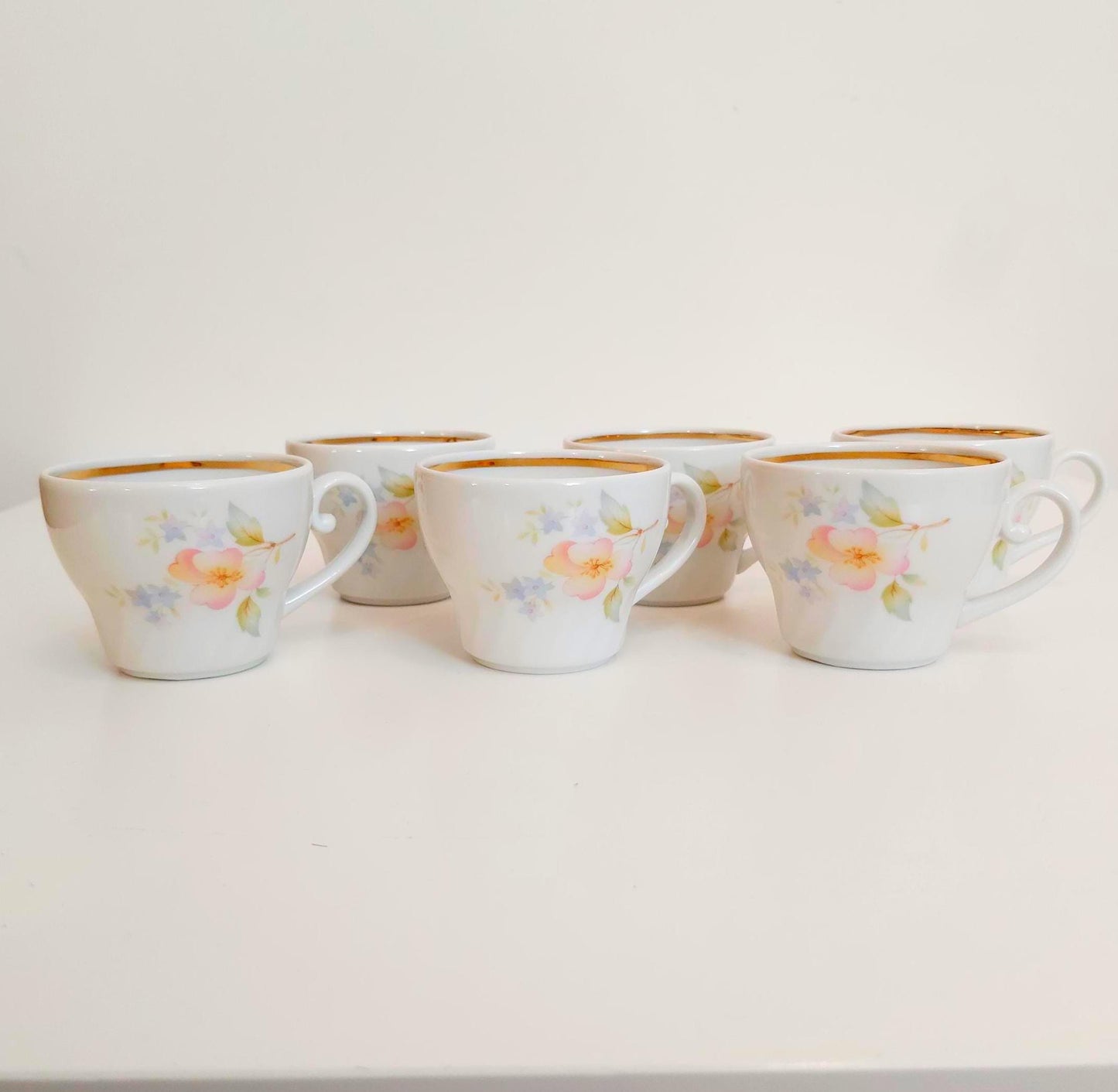 Set of 6 Small Vintage Flower Coffee Espresso Cups, Made in Belarus