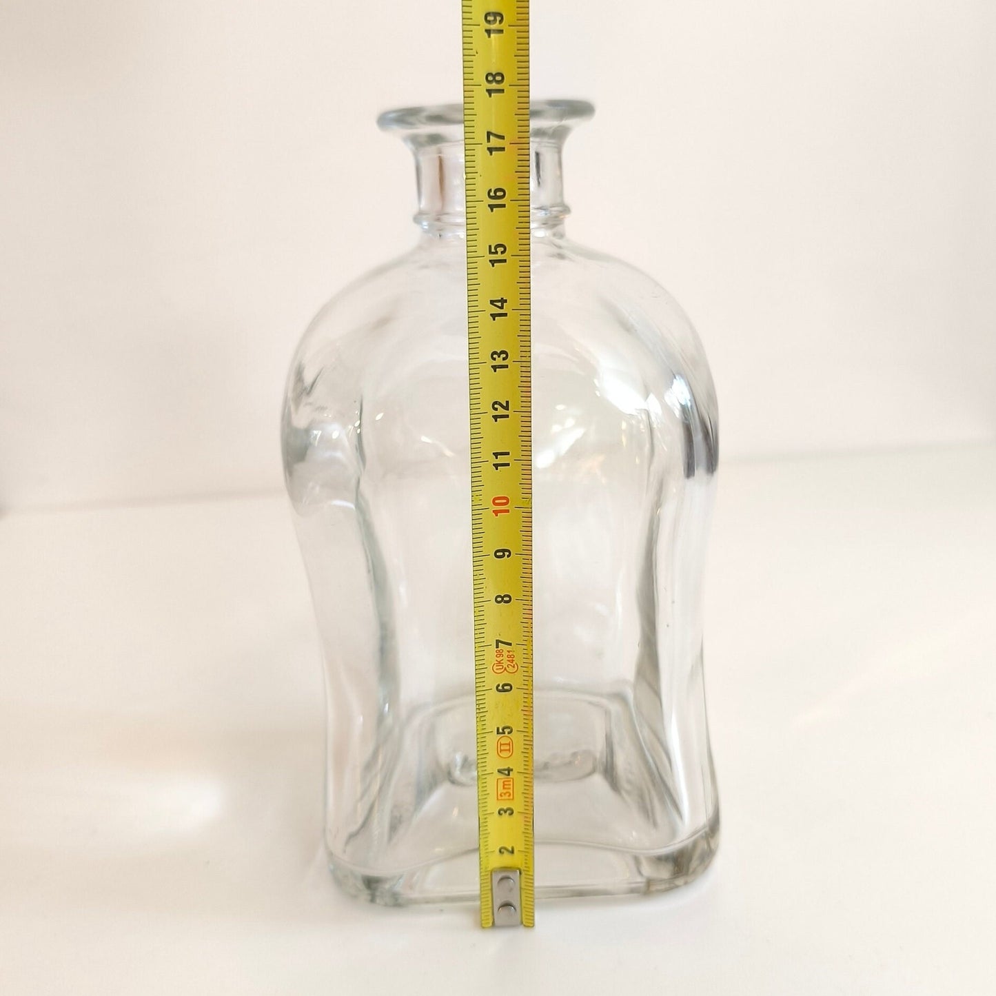 Vinpol Clear Square Glass Bottle: 1970s Retro Decor