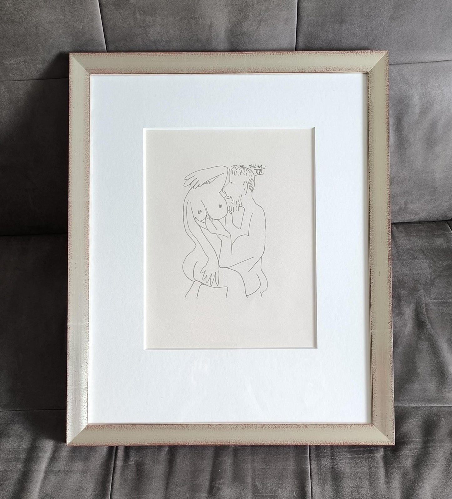 Pablo Picasso Lithograph 2 No.198/666, "Le Gout du Bonheur", Arches Paper 1964, Framed