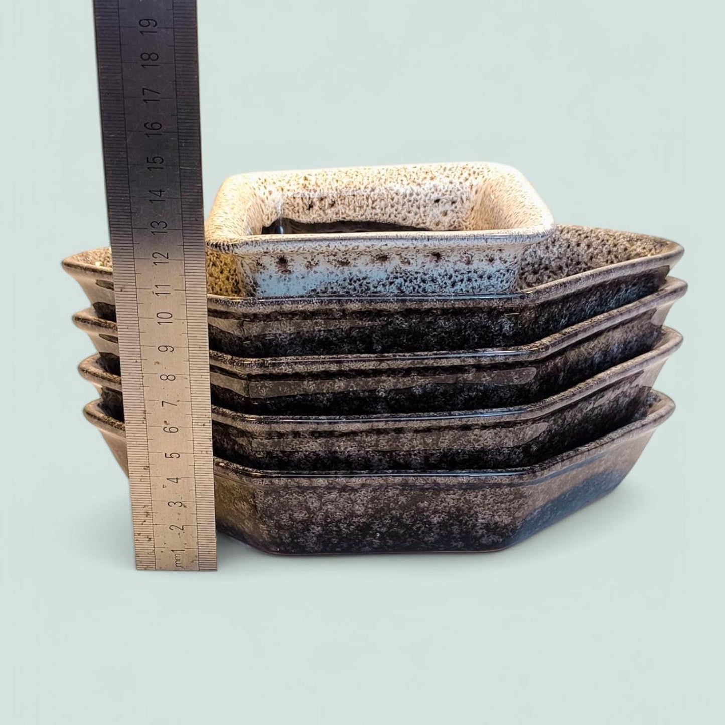 Handmade Lithuanian Glazed Earthenware Snack Dish Set, 5-Piece, 2000s