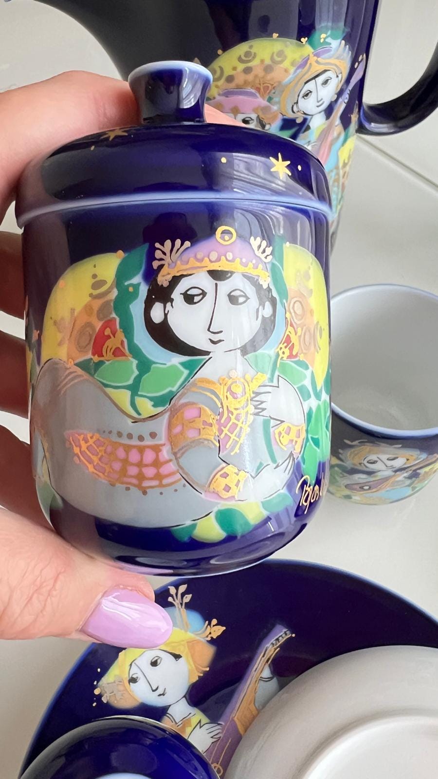 Björn Wiinblad Rosenthal Porcelain Coffee Set 1001 Nights 1970s