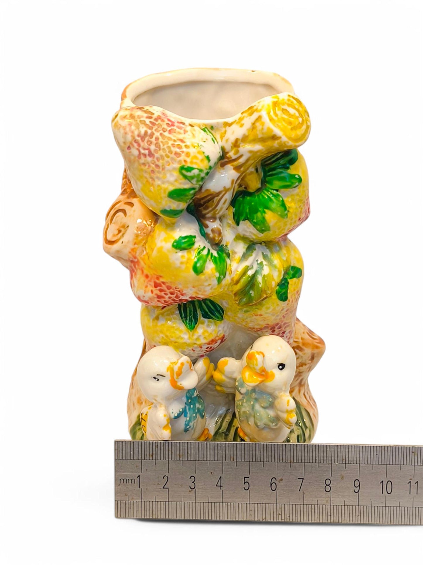 Vintage Handmade Vase with Two Ducklings, USSR 1970s