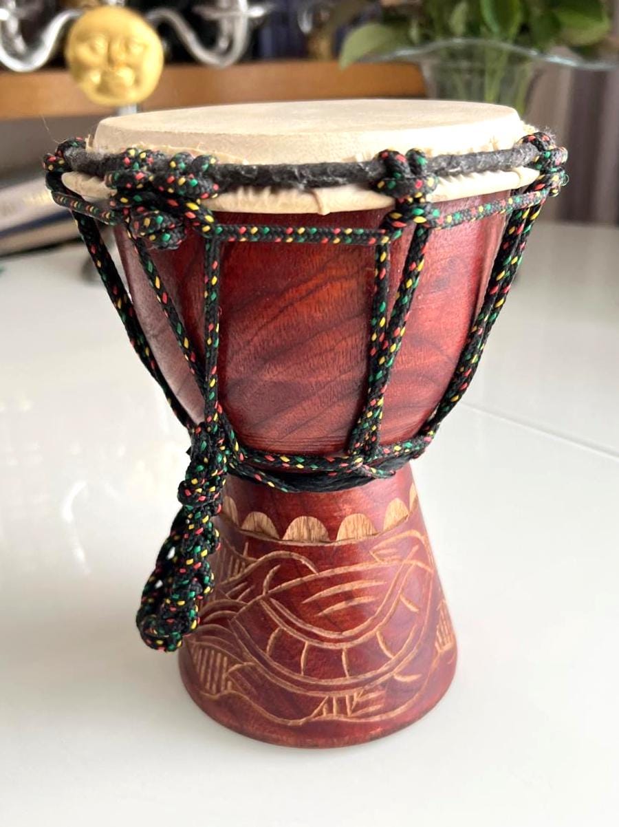 Small Wooden Djembe Drum Rope Tuned 1990s