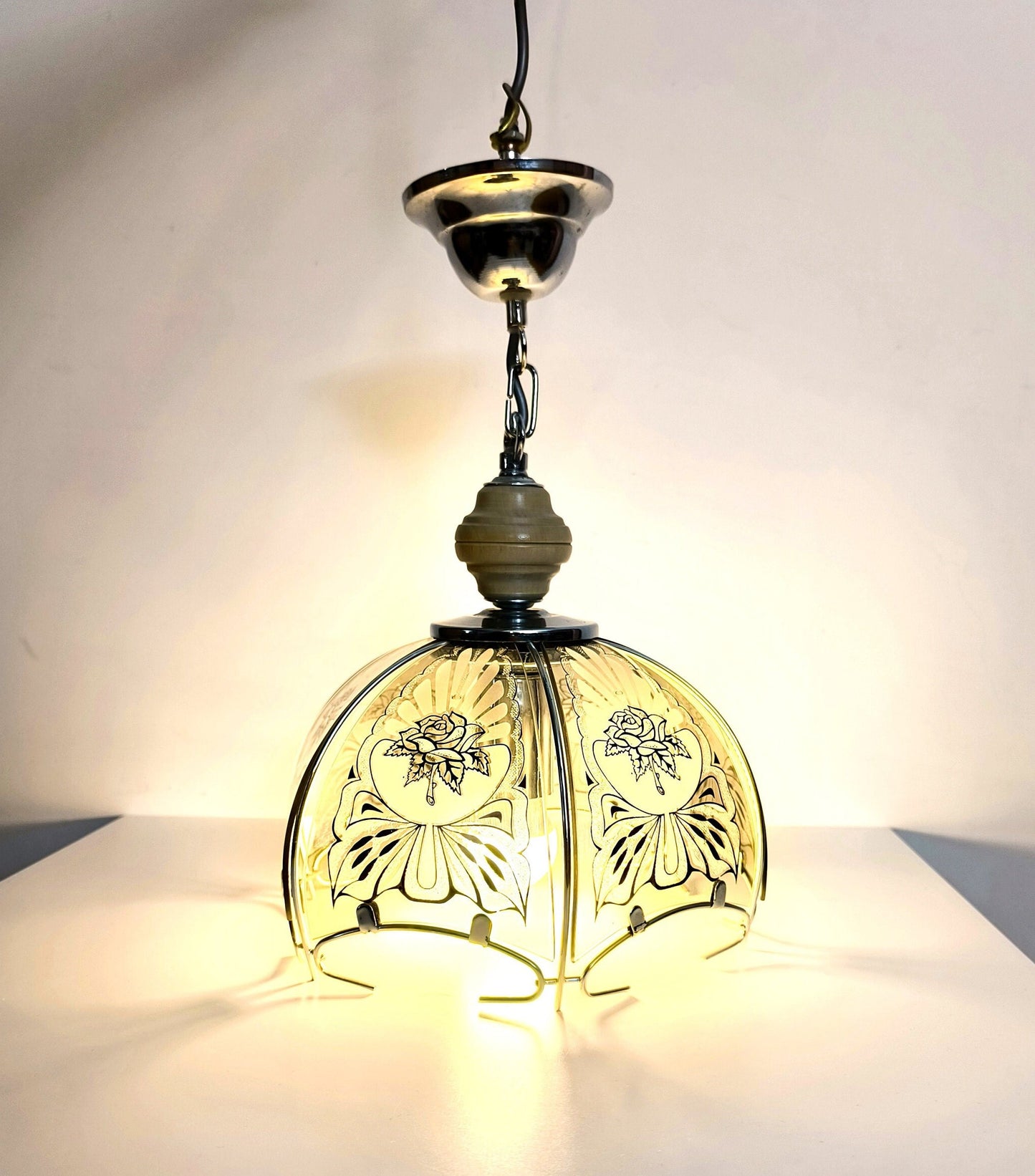 80s Hanging Pendant Light, Vintage Lamp Fixture