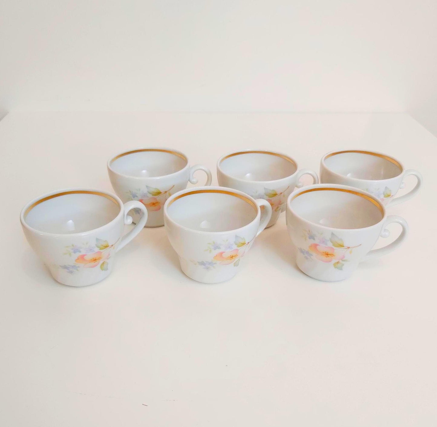 Set of 6 Small Vintage Flower Coffee Espresso Cups, Made in Belarus