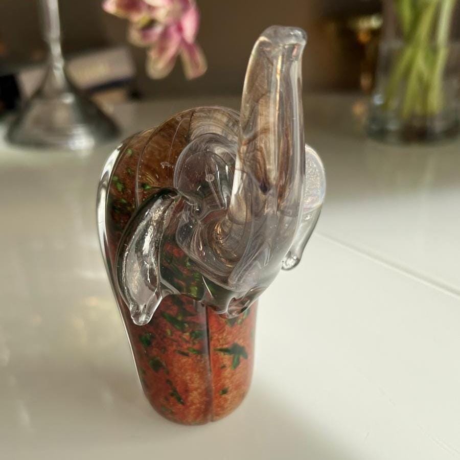 Glass Elephant MTARFA Malta Color Sculpture 1980