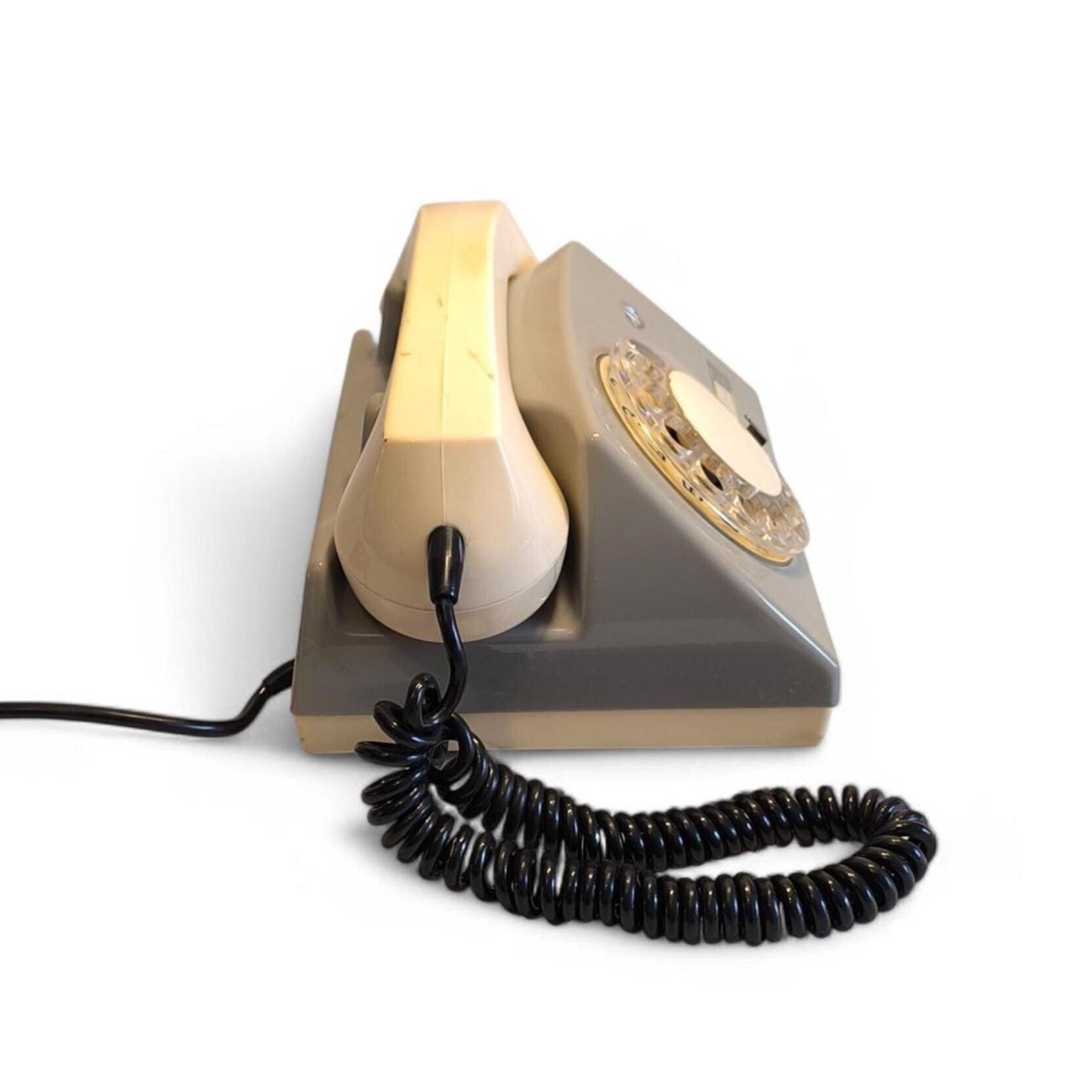 Gray & White Fixed-Line Analog Rotary Phone – Telkom RWT Aster 72 (1980)