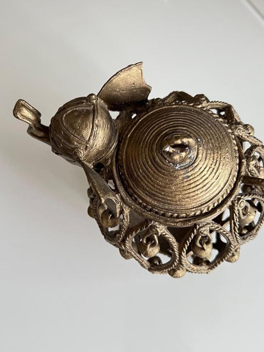 Metal Elephant Lantern Candle Holder with Brass-Tone Finish, 1970s