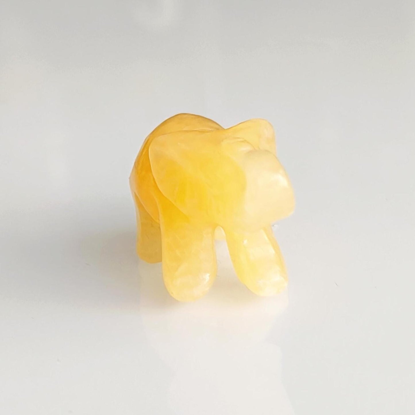 Yellow Stone Elephant Raised Trunk Small Asian Handmade 2000s