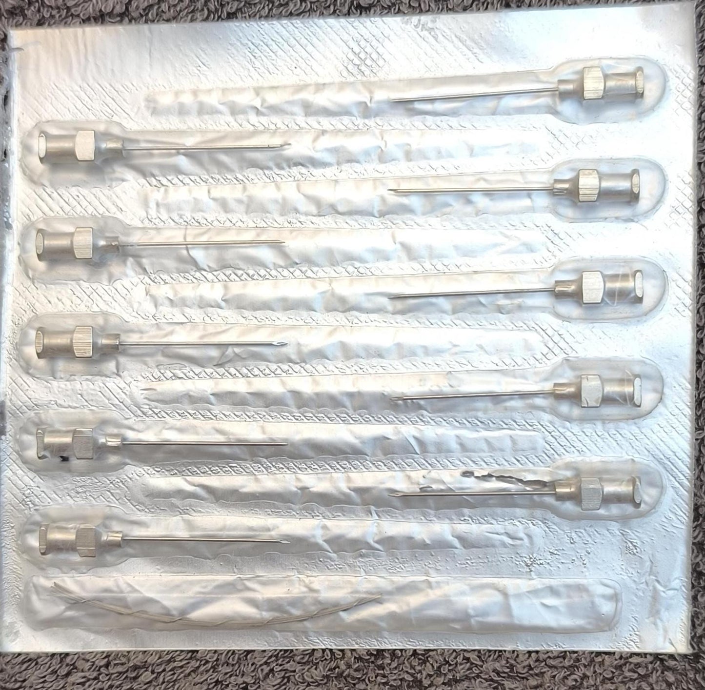 USSR Medical Steel Hypodermic Needles: Medical Memorabilia, Set of 10, 1980s