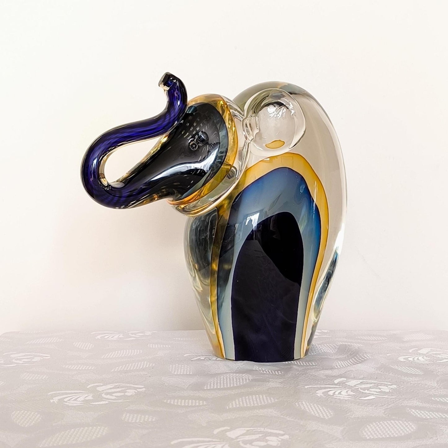 Murano Glass Elephant Sculpture, Stefano Toso Signed 1960s Italy