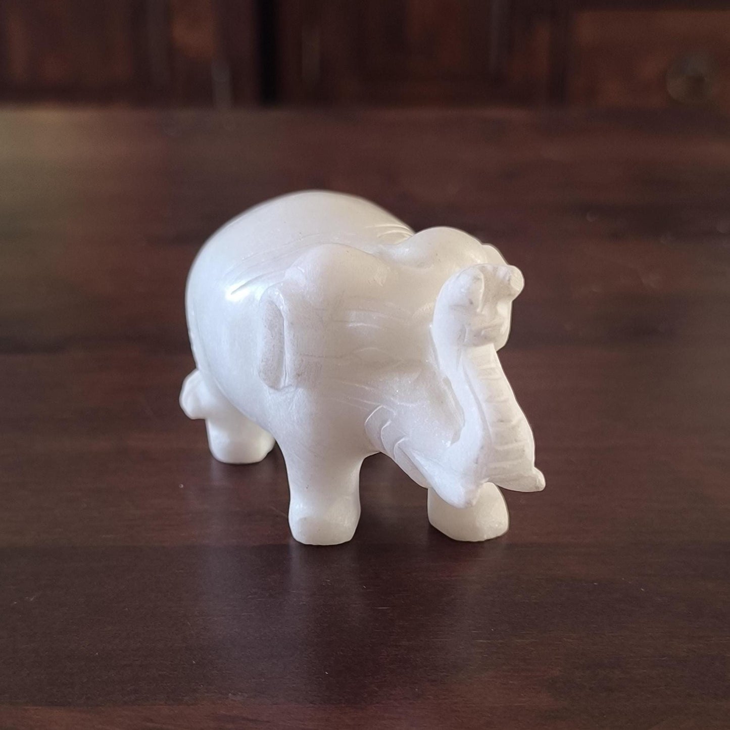White Marble Stone Elephants Sculpture Handmade from 1960s