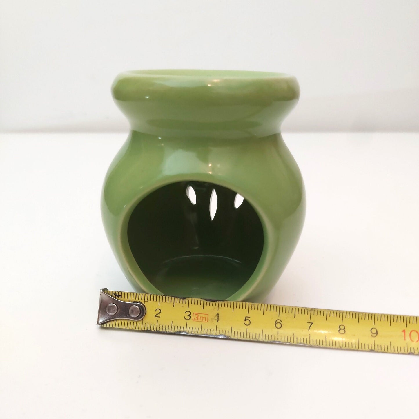 Vintage Green Ceramic Oil Burner: Tea Light Wax Melt Aroma Therapy