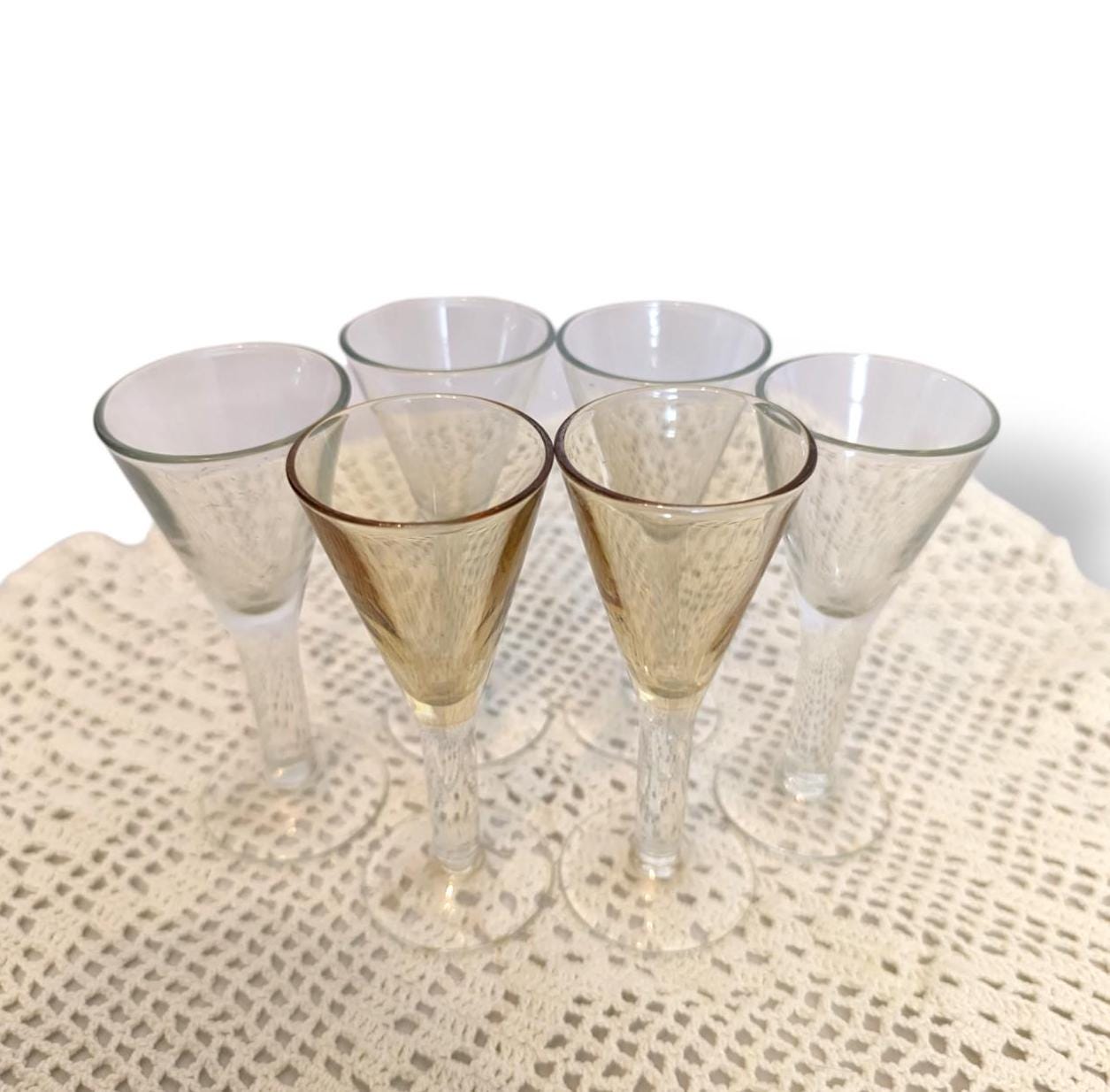 Set of 6 Rare Two-Tone Shot Glasses, 1970s Lithuania, Collectible Cups