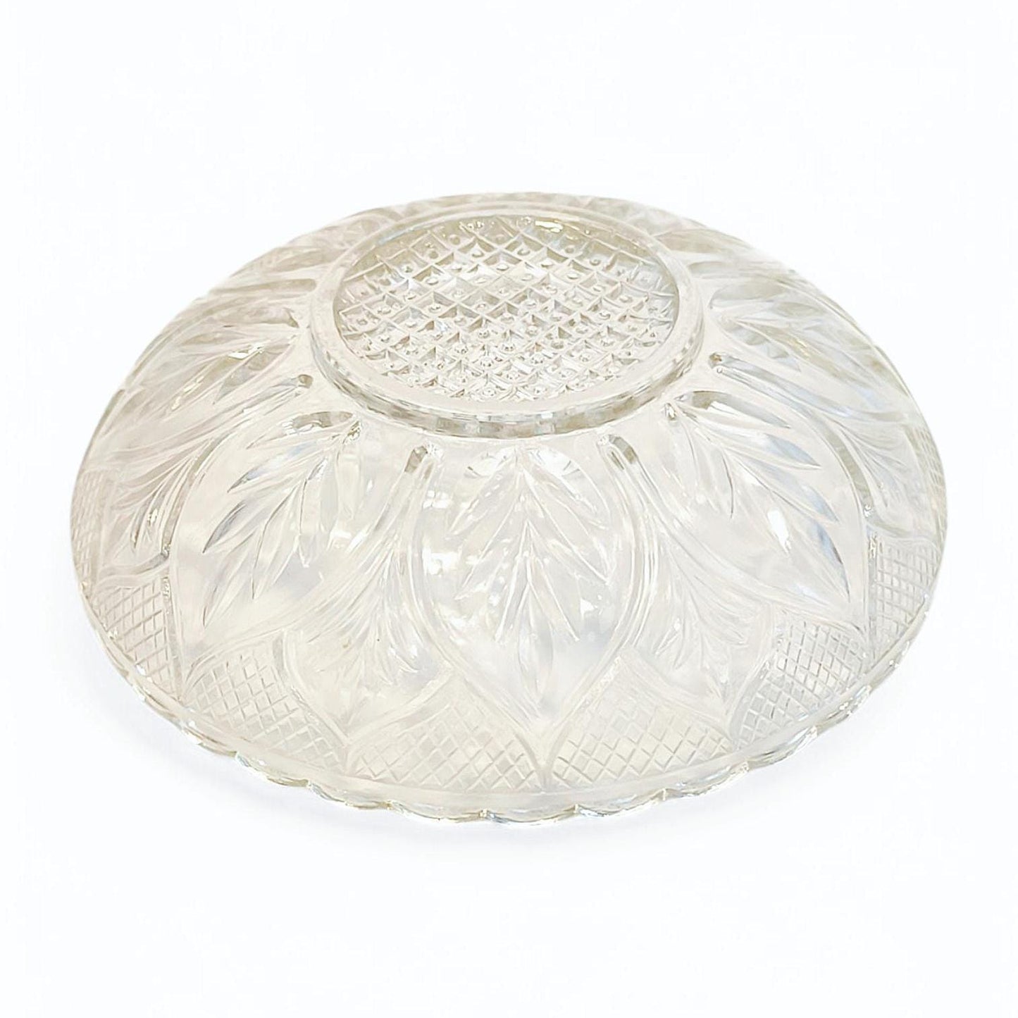 Ribbed Crystal Glass Bowl: Salad, Fruit, Candy Dish