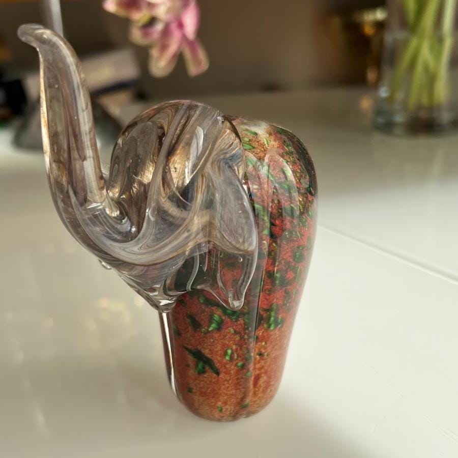 Glass Elephant MTARFA Malta Color Sculpture 1980