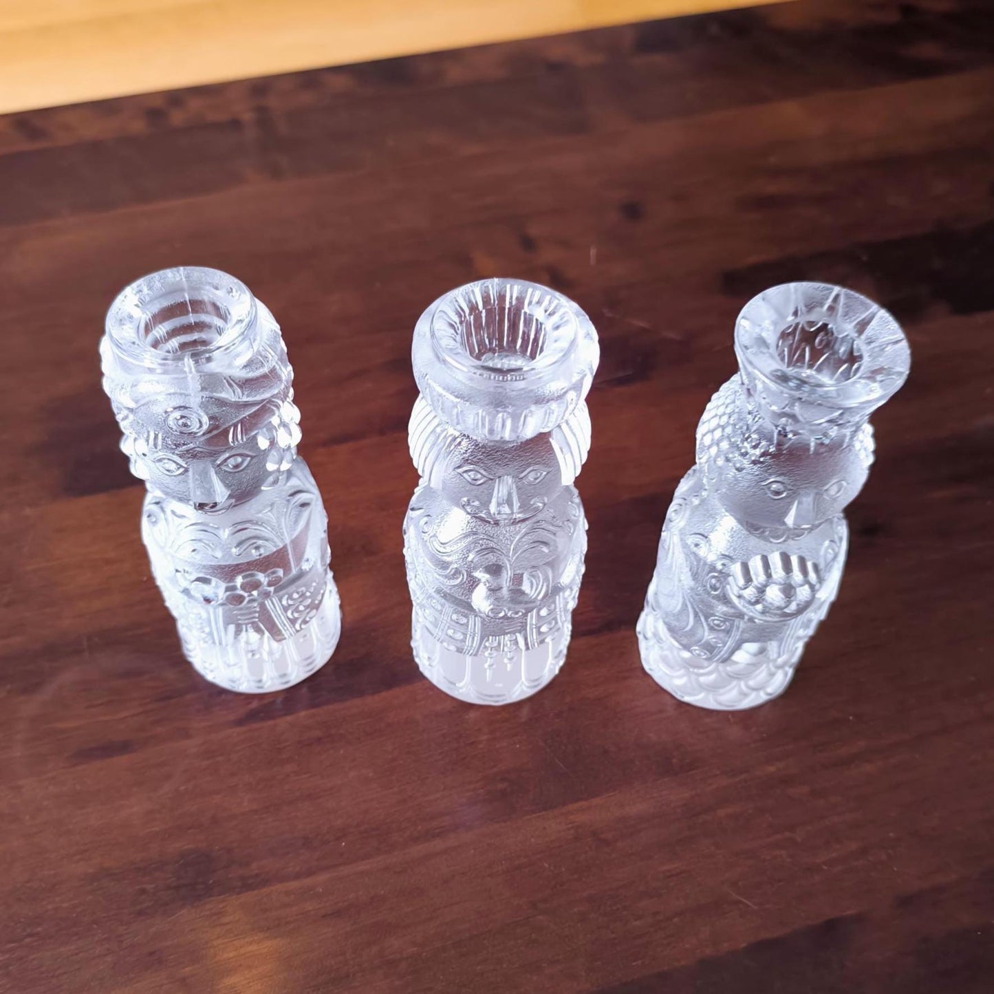 Rosenthal Three Kings crystal candlestick set, Bjorn Winblad Crystal Candleholders, 1960s