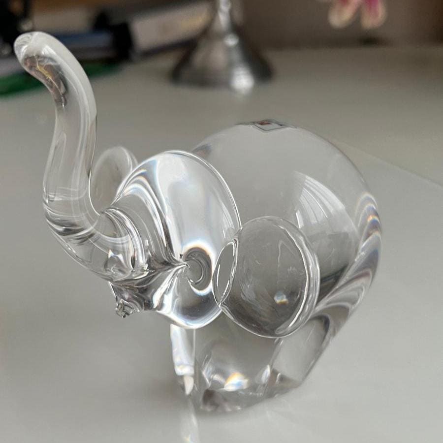 Clear Glass Elephant Manu Crystal Korea 1980