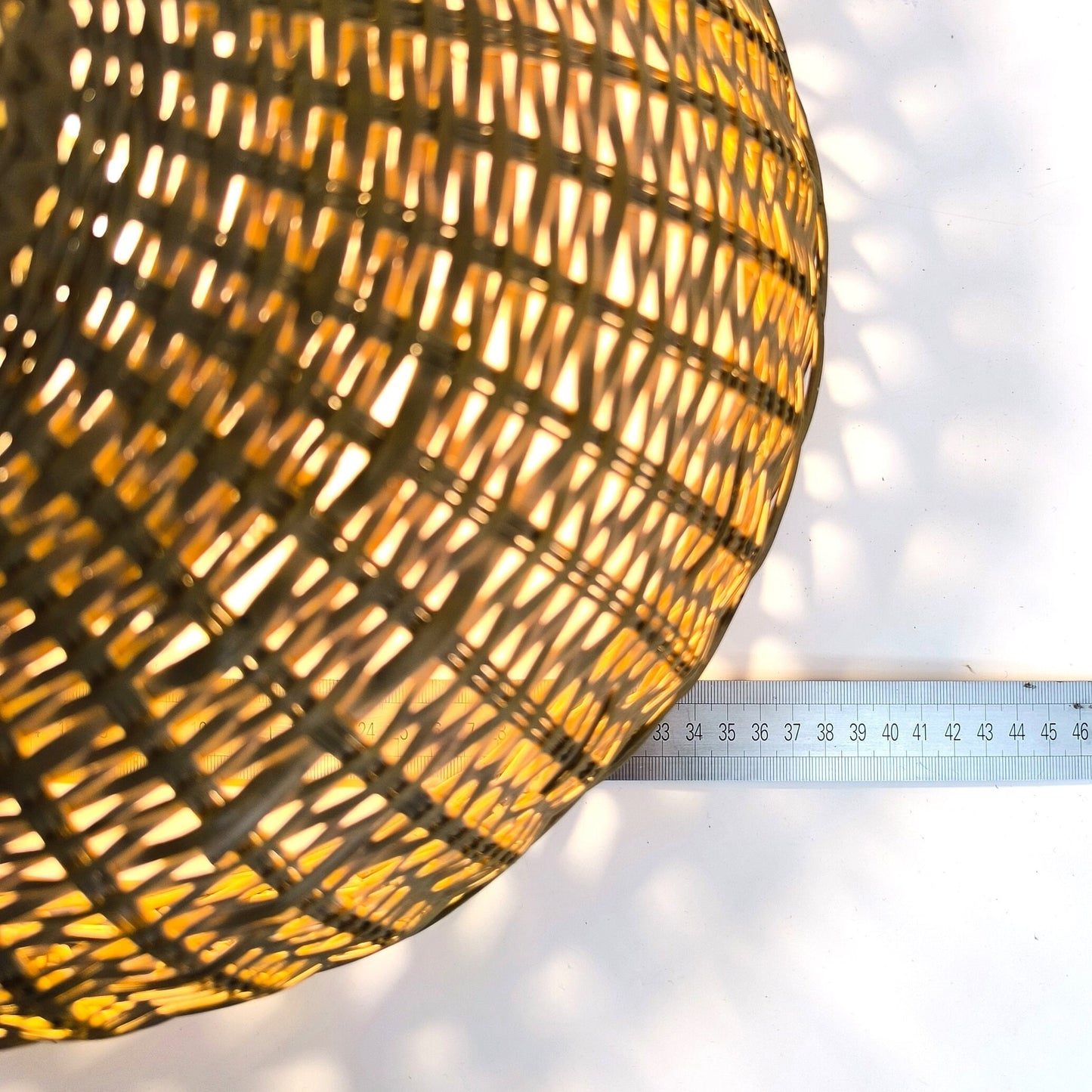 Hanging Wicker Lamp, Mid-Century Rattan Pendant Light 1970s