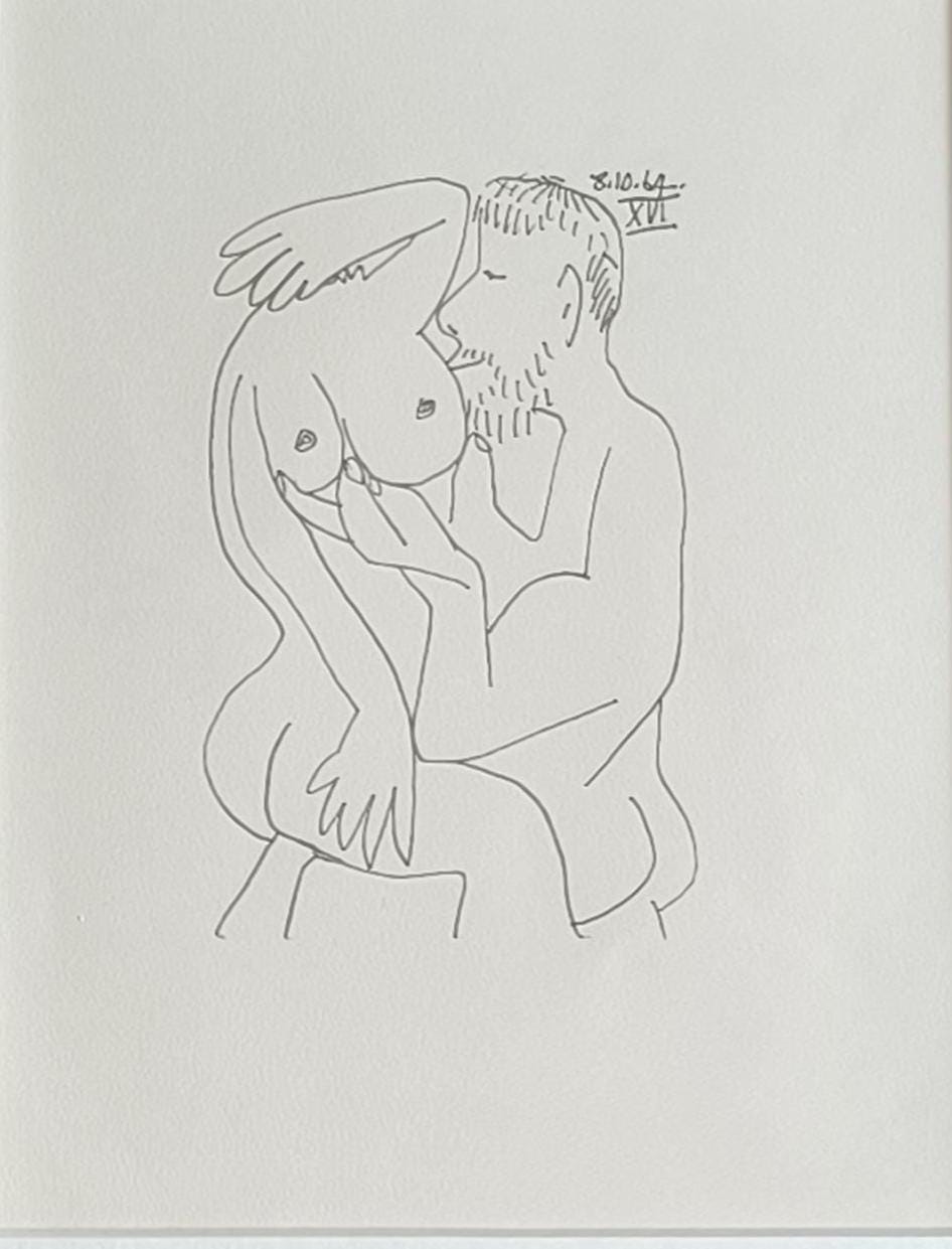Pablo Picasso Lithograph 2 No.198/666, "Le Gout du Bonheur", Arches Paper 1964, Framed