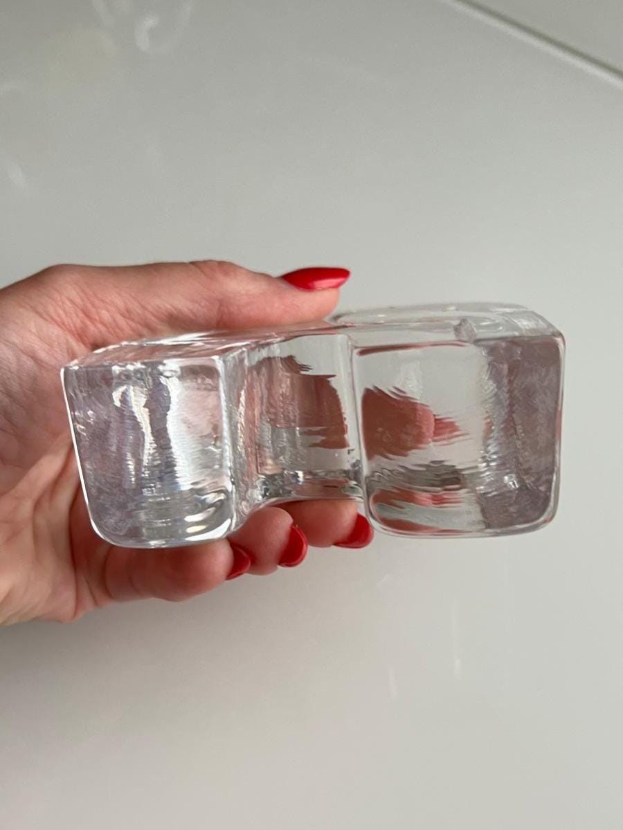 Clear Glass Paperweight Magnet Shape Elephant Figurine Sweden 1990s